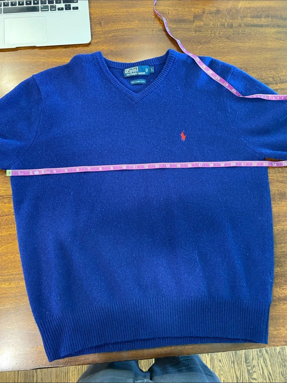 Vintage Polo Ralph Lauren Mens V Neck Sweater size large 100% lambswool preppy